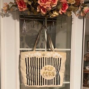 Kate Spade Popcorn Tote with Black Stripes
